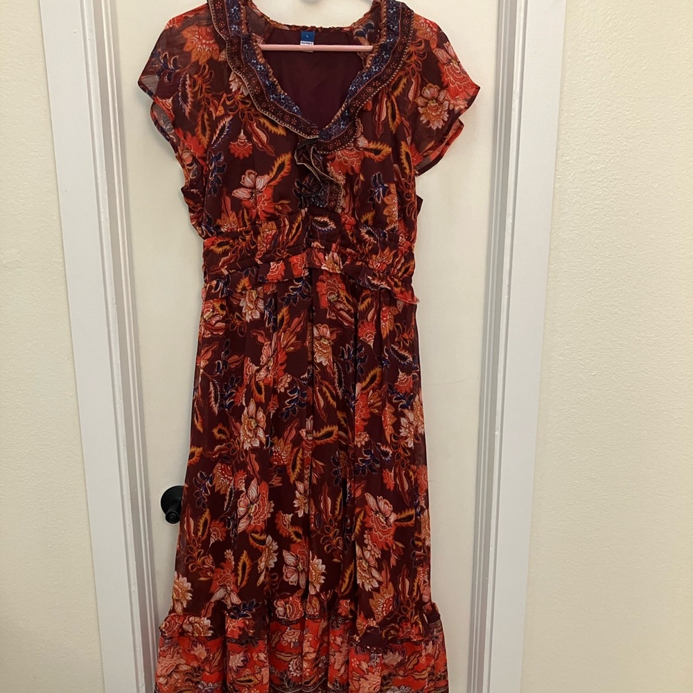 Boho Floral Midi Dress